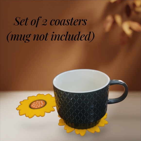 Set of 2 Sunflower Silicone Coasters - Picture 3 of 3